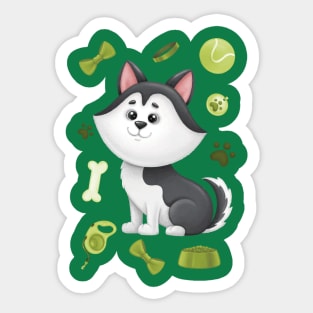 Cute dog black and white Sticker